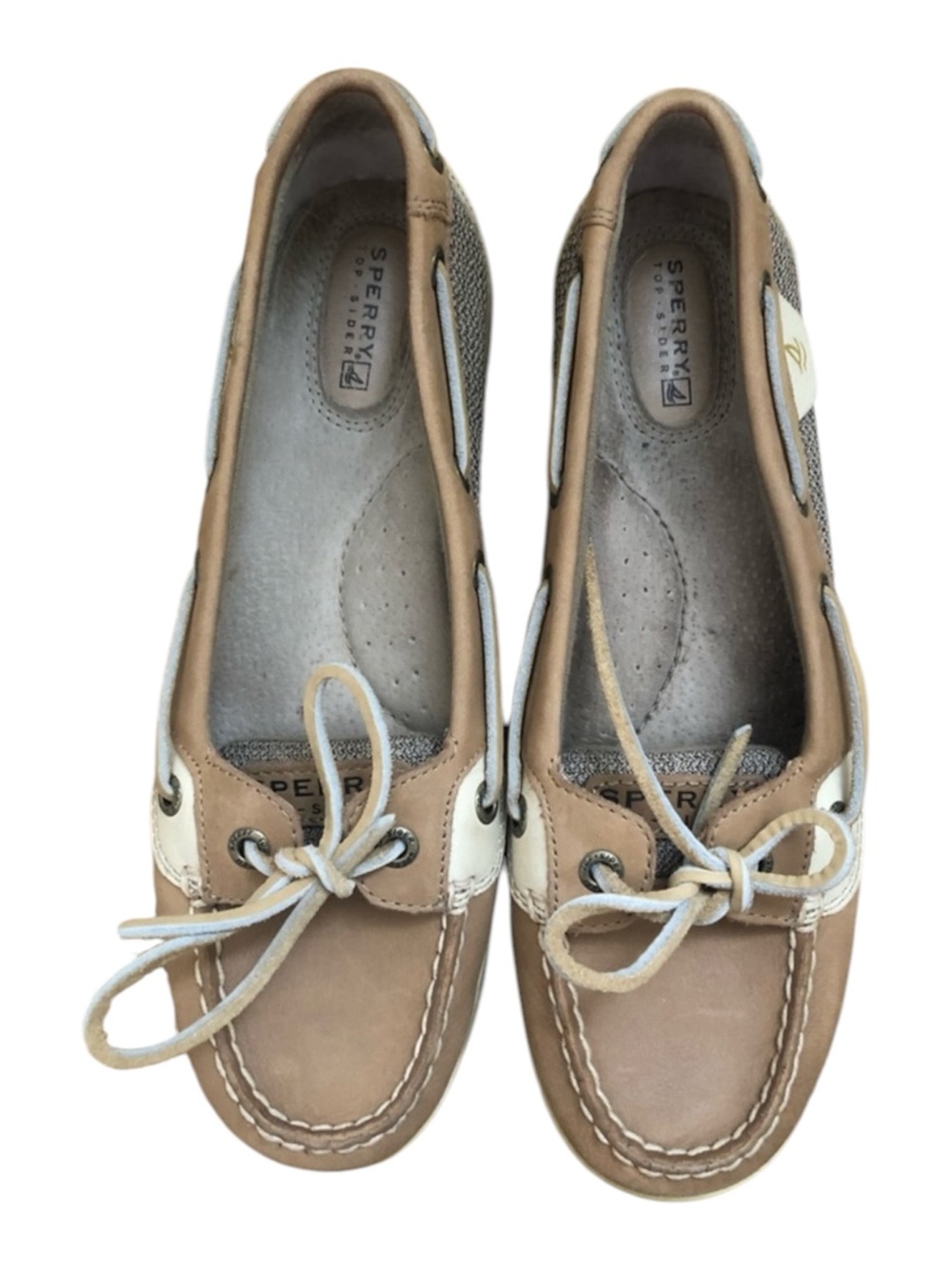 Sperry Top-Sider Leather Boat Shoes Tan Woven Loafers Women’s 7.5